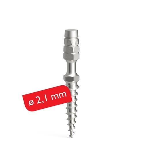 Drei temporäre Implantate ProImplant in unterschiedlichen Längen mit Durchmesserangabe 2,1 mm